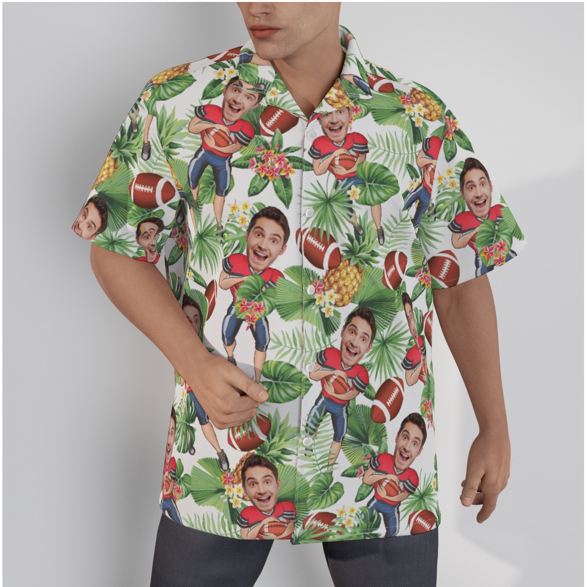 Custom Football Player Face Hawaiian Shirts For Men - variant image 1