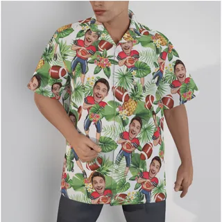 Custom Football Player Face Hawaiian Shirts For Men