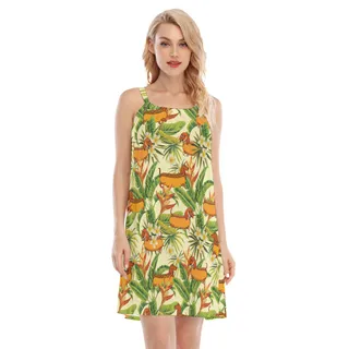 Funny Sausage Dogs Floral Yellow Aloha Cami Dress
