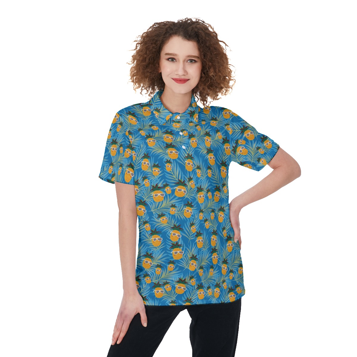 Pineapple Hawaiian Polo Shirt Women - variant image 1