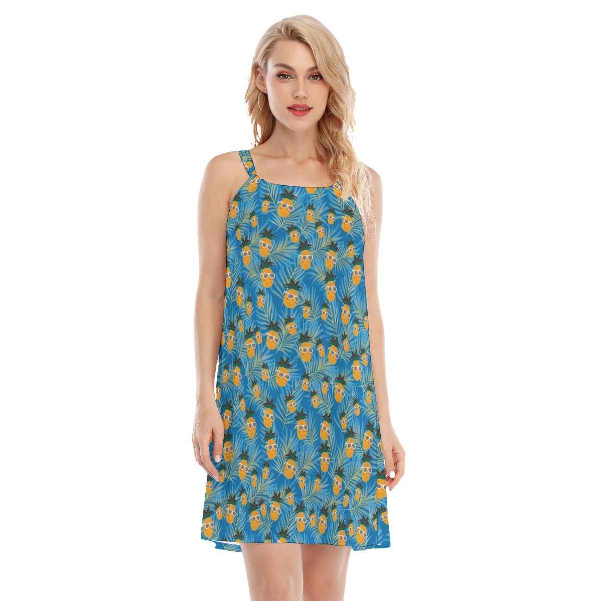 Pineapple Blue Hawaiian Summer Dress For Women - variant image 1
