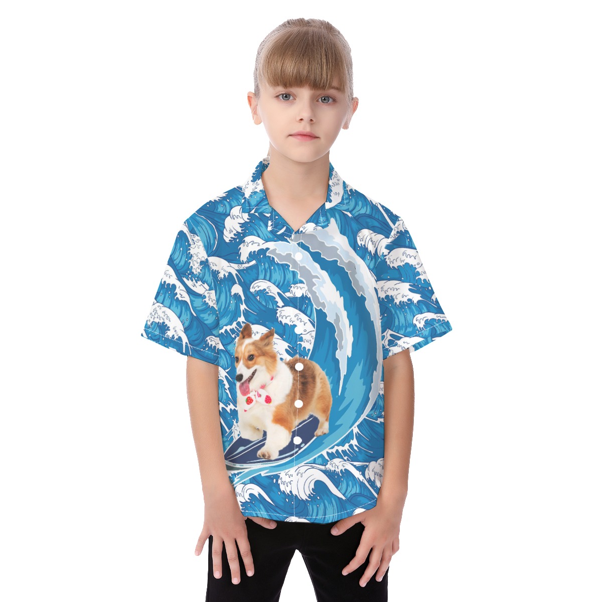 Custom Your Dog Surfing Hawaiian Shirt For Kids - variant image 1