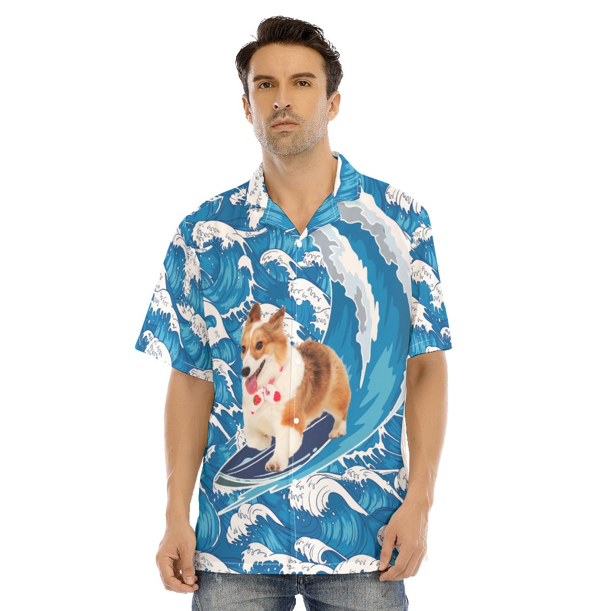 Funny Surfing Corgi Hawaiian Shirt For Men - variant image 1