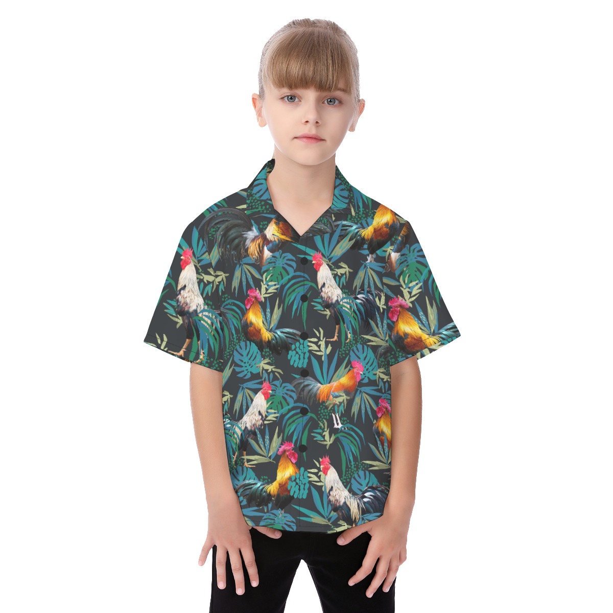 Cute Rooster Hawaiian Shirt For Kids - variant image 1