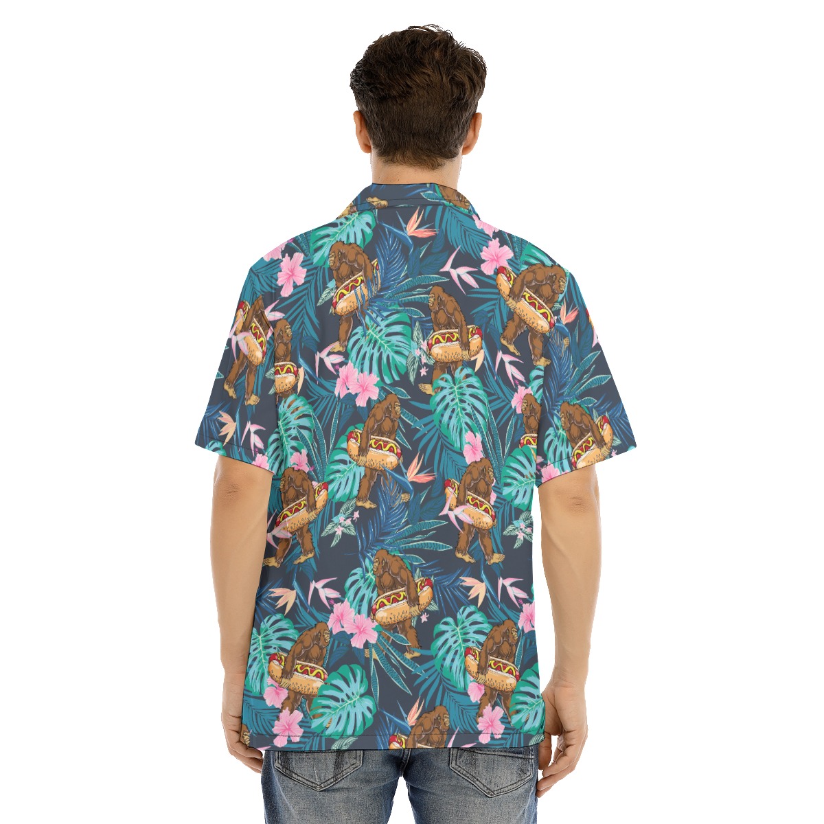Funny Bigfoot Hot Dog Tropical Hawaiian Shirt