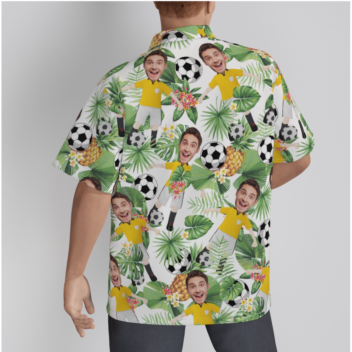 Personalized Soccer Player Face Hawaiian Button Up Shirt