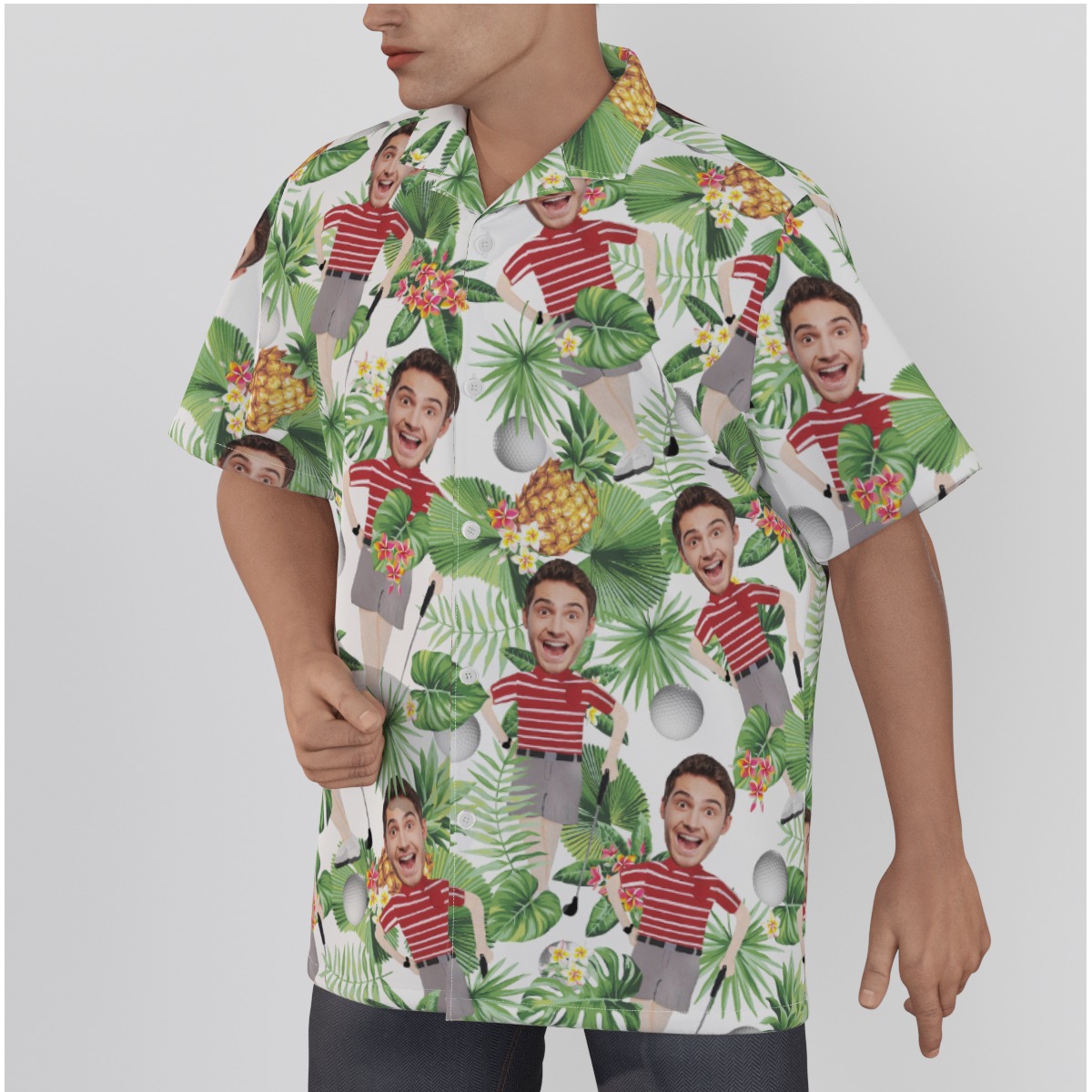 Custom Face Golf Player Tropical Shirt For Men