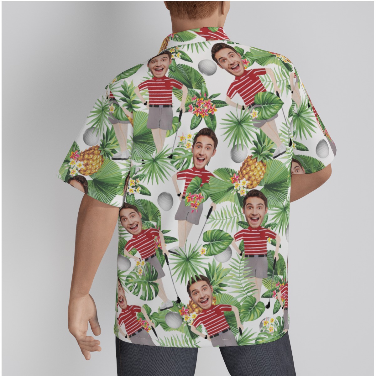 Custom Face Golf Player Tropical Shirt For Men