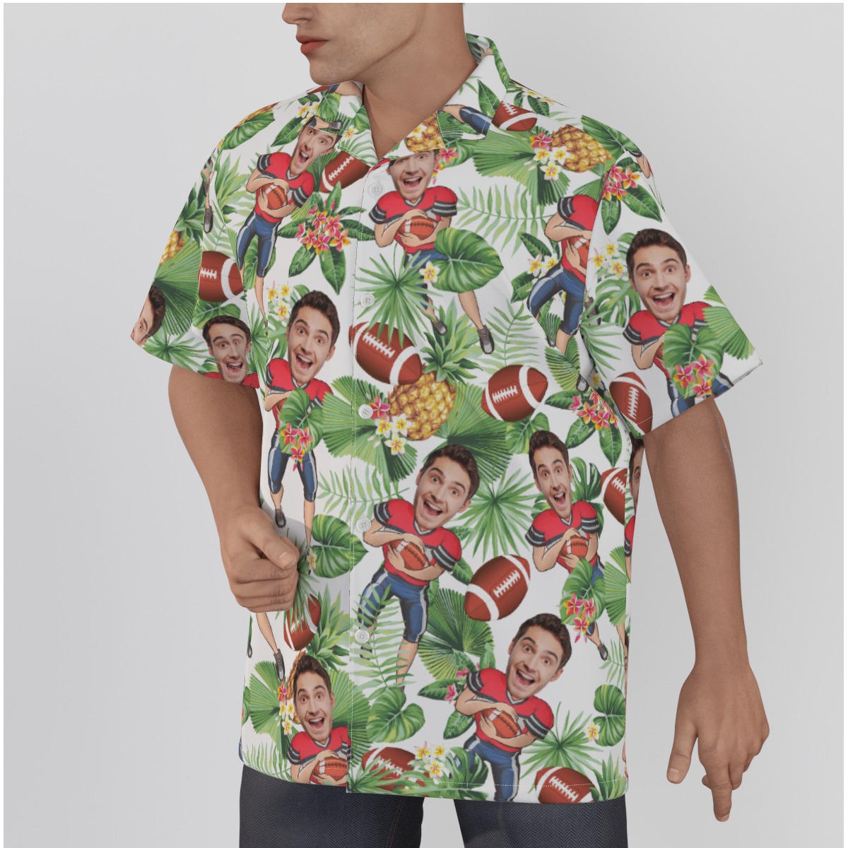 Custom Football Player Face Hawaiian Shirts For Men