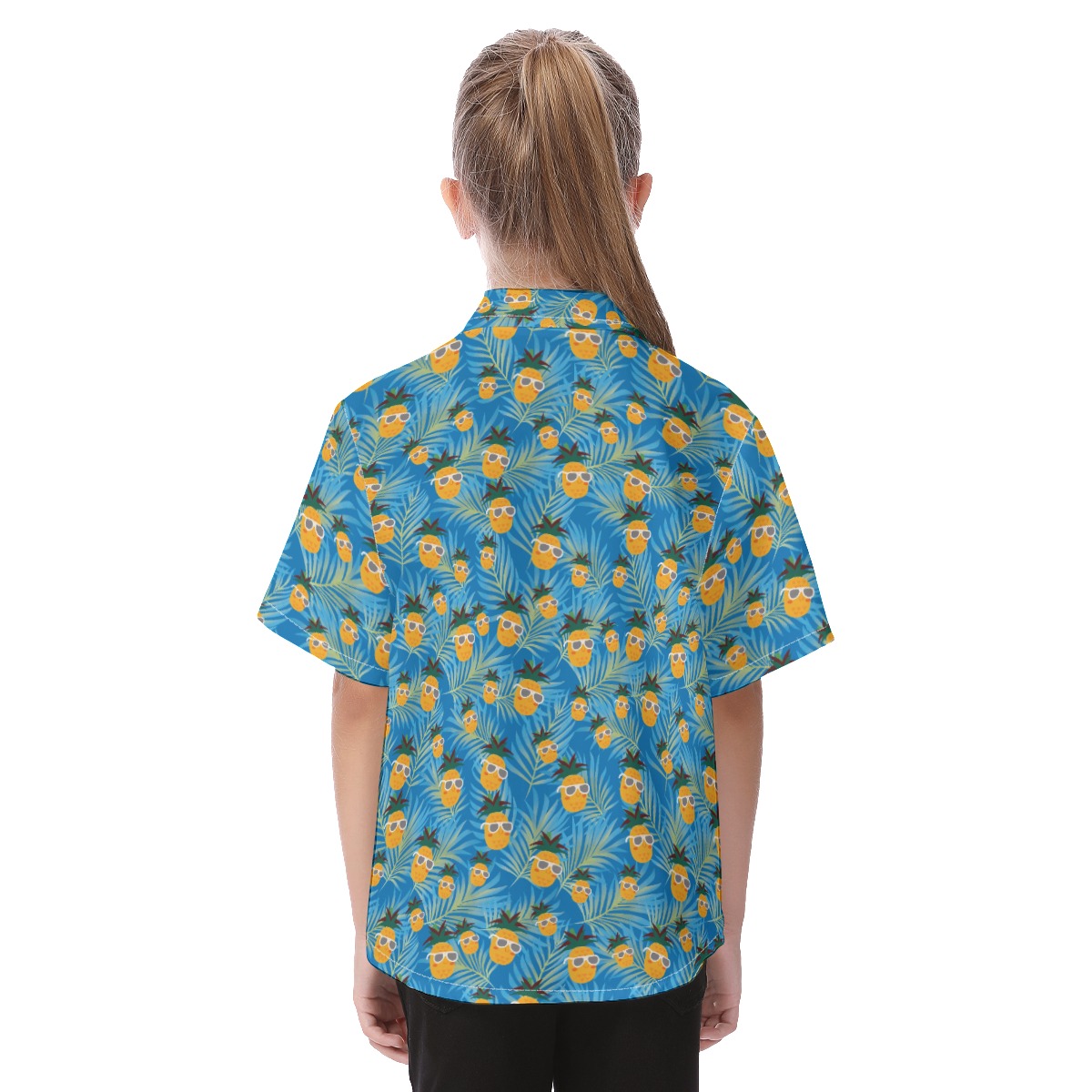 Tropical Pineapple Hawaiian Button Up Shirt For Kids