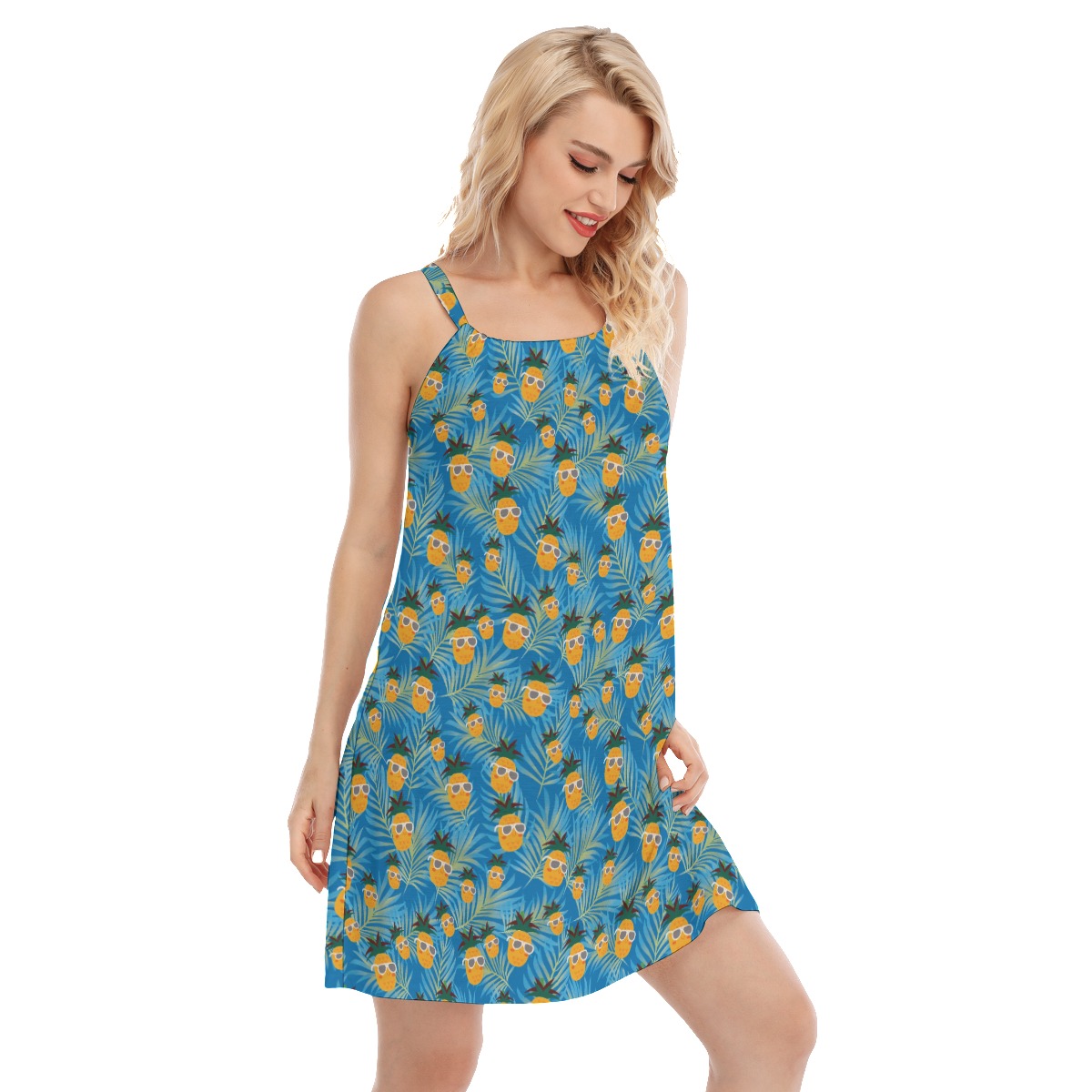 Pineapple Blue Hawaiian Summer Dress For Women