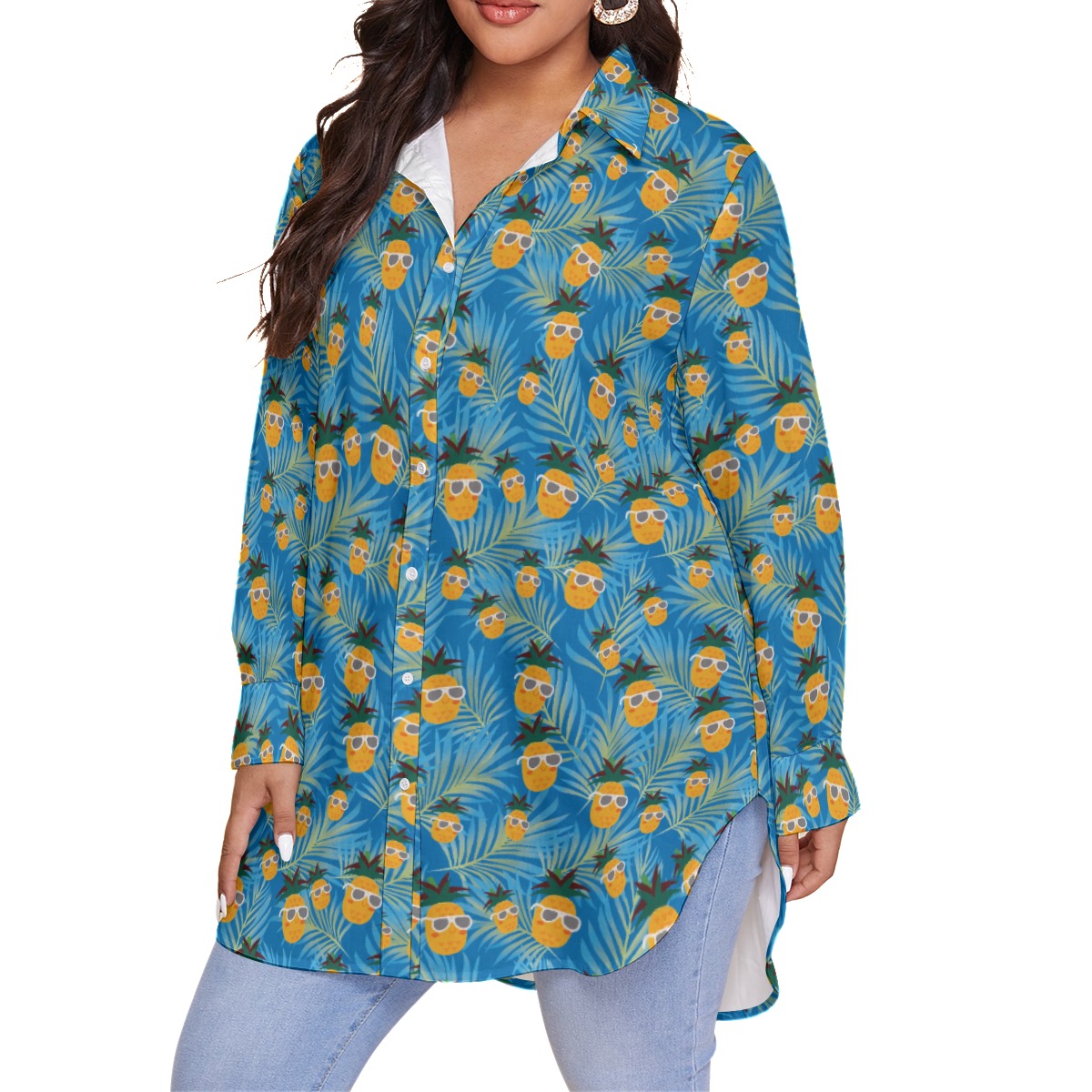Cool Pineapple Plus Size Hawaiian Shirt For Women