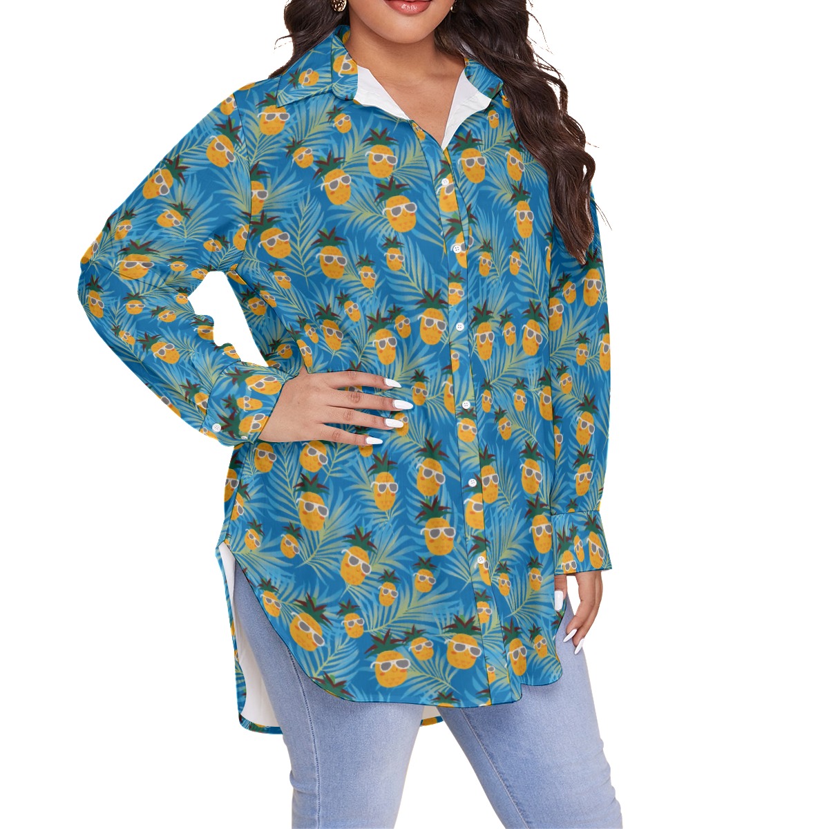 Cool Pineapple Plus Size Hawaiian Shirt For Women