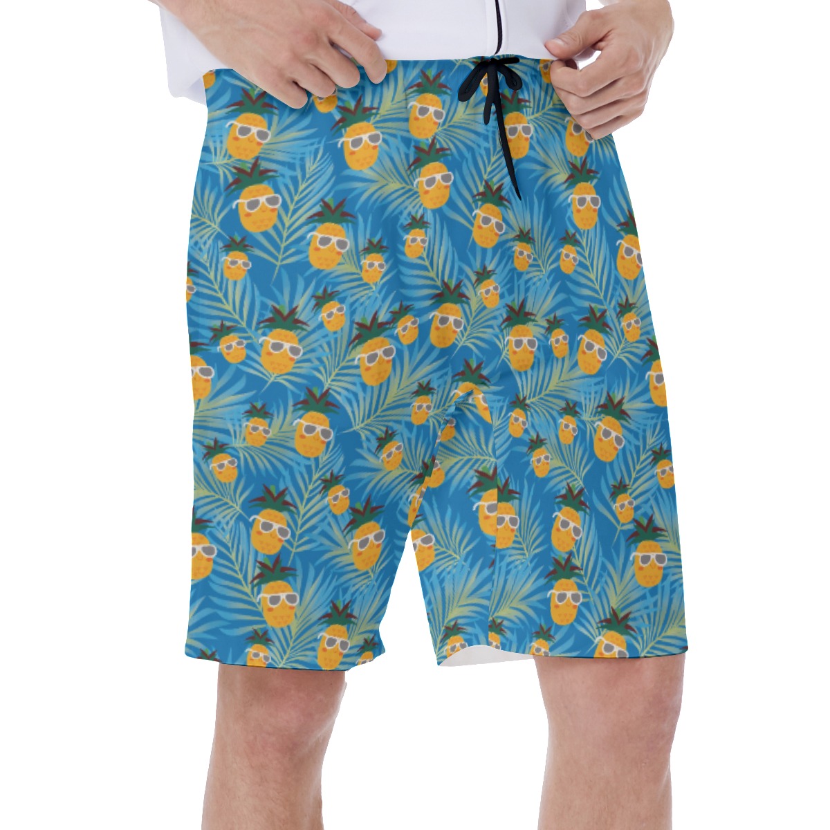 Blue Pineapple Aloha Swim Trunks For Men