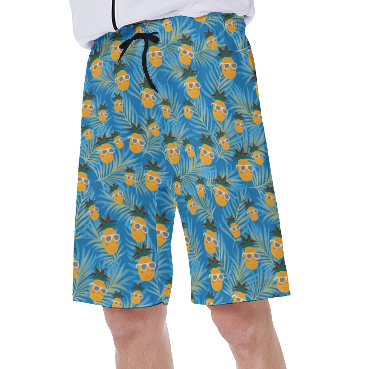 Blue Pineapple Aloha Swim Trunks For Men
