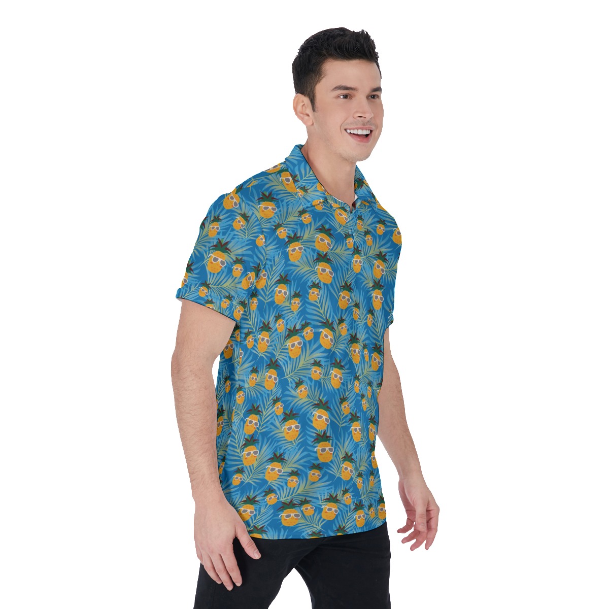Men's Pineapple Hawaiian Collared Shirts