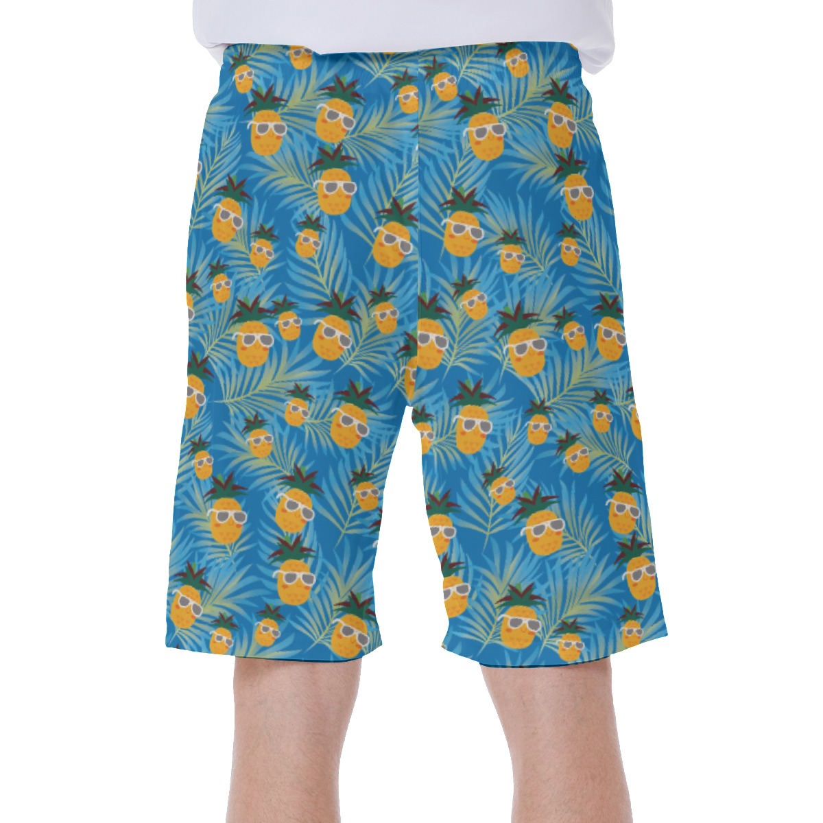 Blue Pineapple Aloha Swim Trunks For Men
