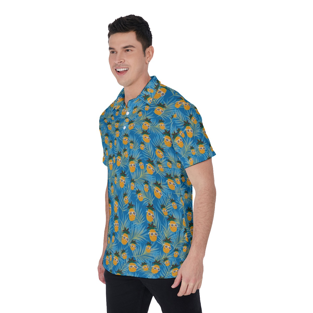 Men's Pineapple Hawaiian Collared Shirts