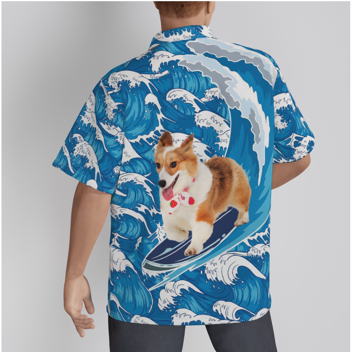 Custom Dog Surfing Hawaiian Shirt For Men