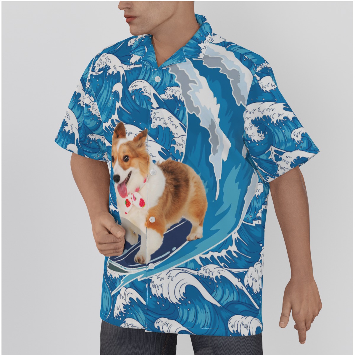 Custom Dog Surfing Hawaiian Shirt For Men