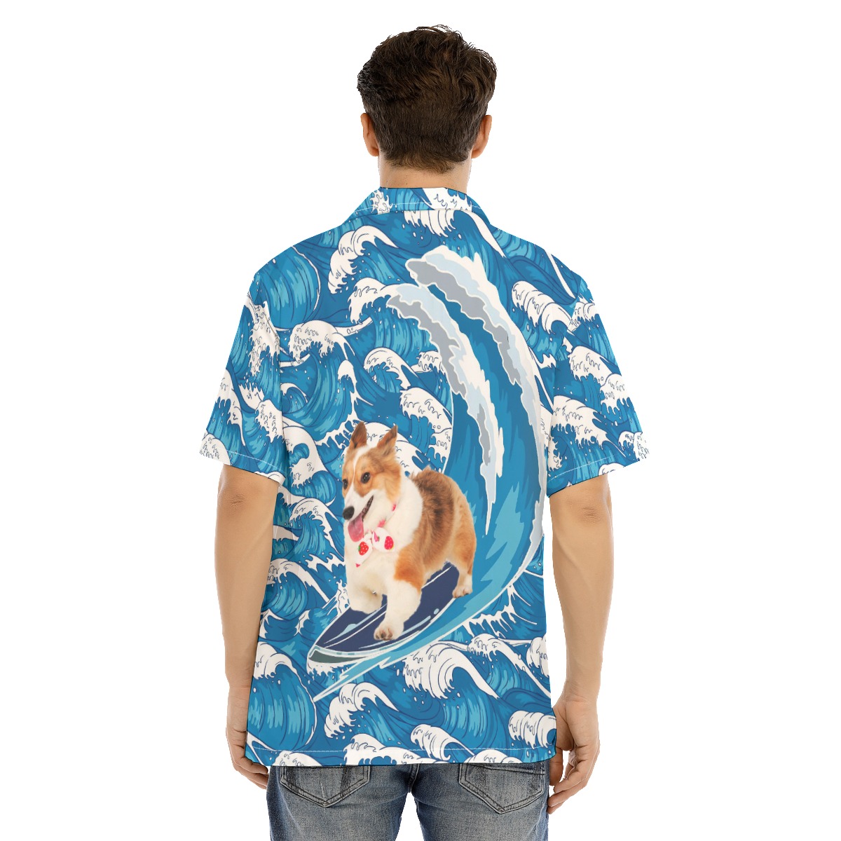 Funny Surfing Corgi Hawaiian Shirt For Men