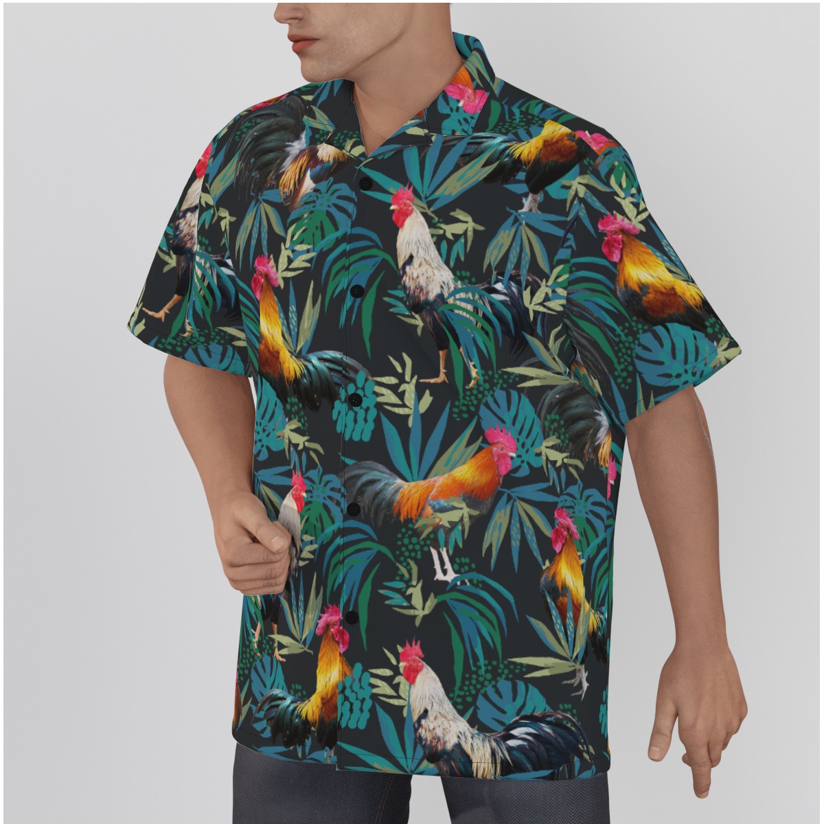 Rooster Cotton Hawaiian Shirts For Men