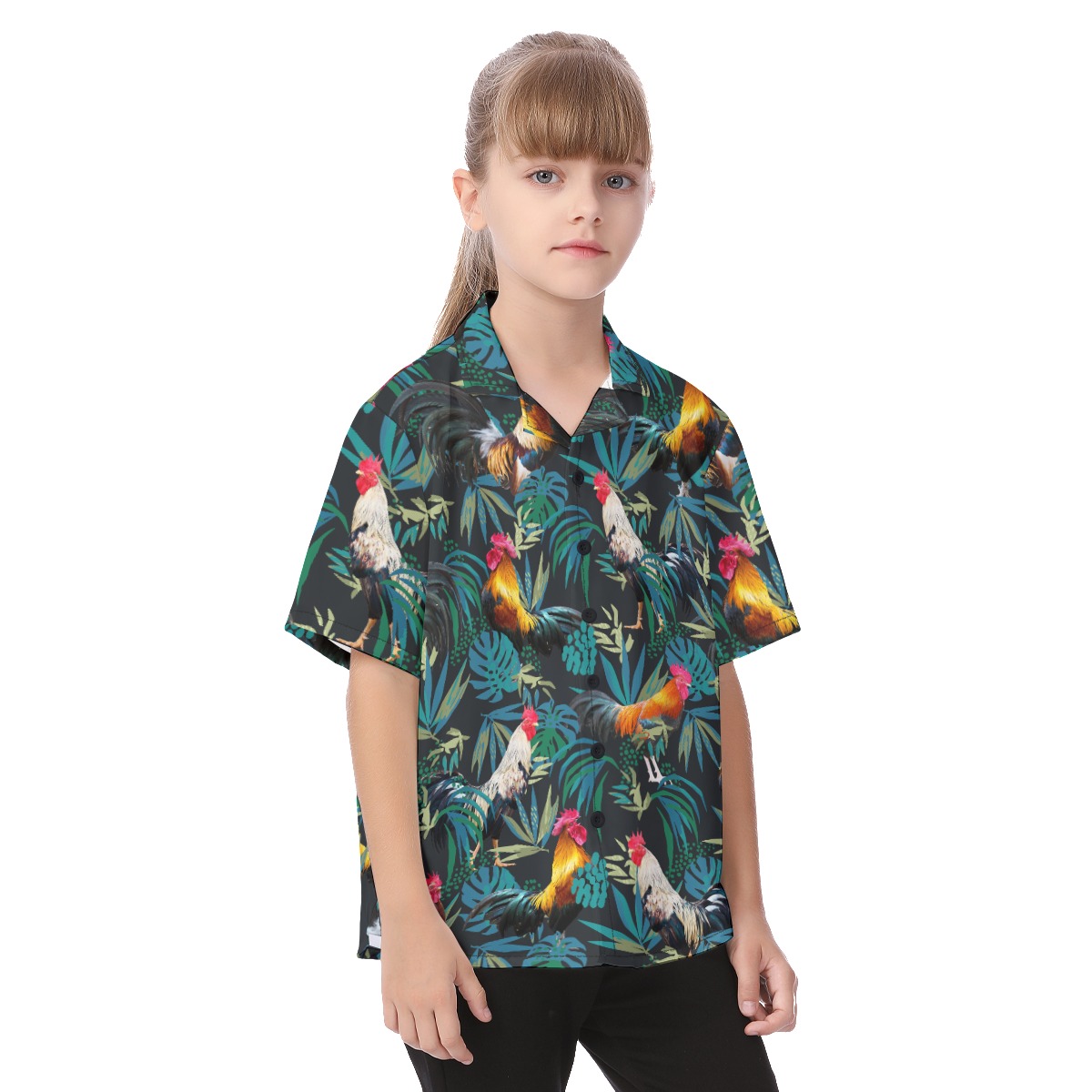 Cute Rooster Hawaiian Shirt For Kids