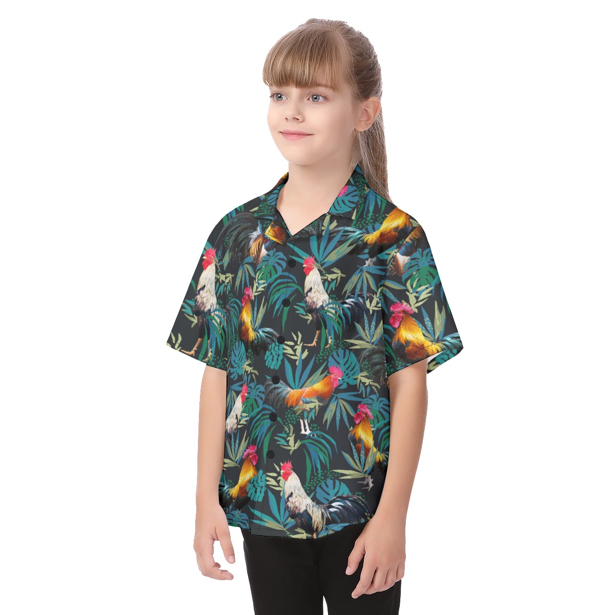 Cute Rooster Hawaiian Shirt For Kids