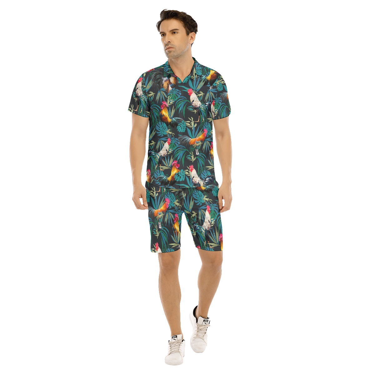Cool Rooster Tropical Hawaiian Shirt Set For Men - variant image 1