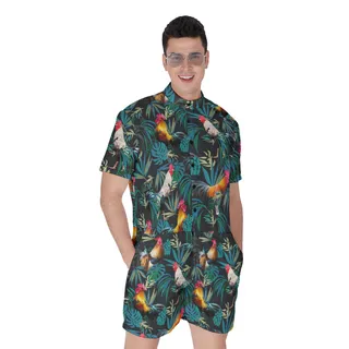 Men's Rooster Tropical Romper For Men