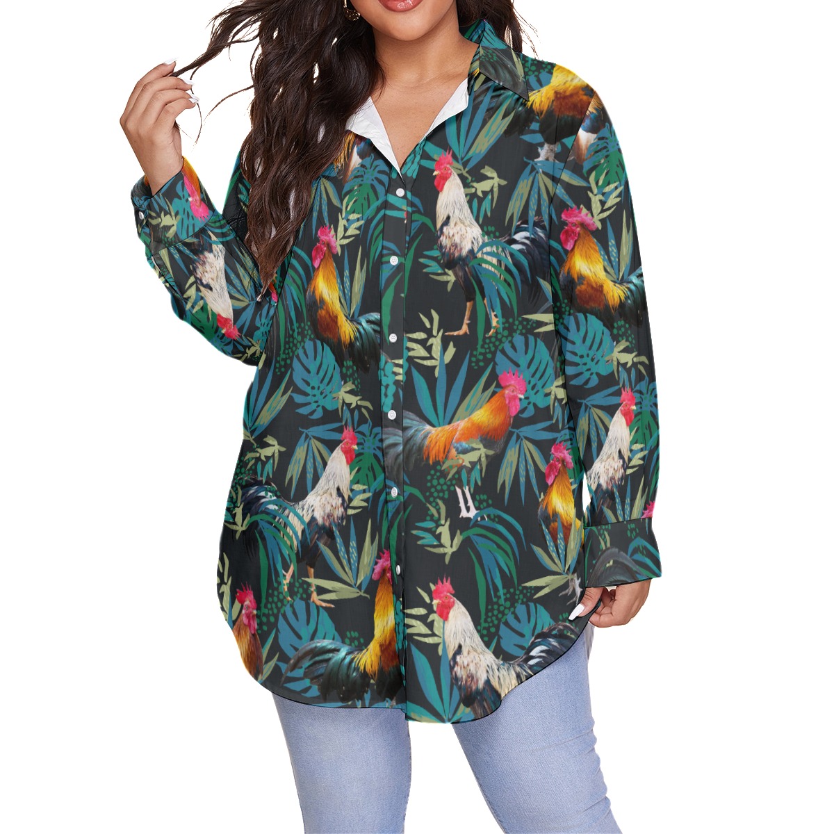 Rooster Tropical Plus Size Hawaiian Shirt For Men - variant image 1