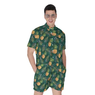 Tropical Pineapple Grenade Hawaiian Romper For Men