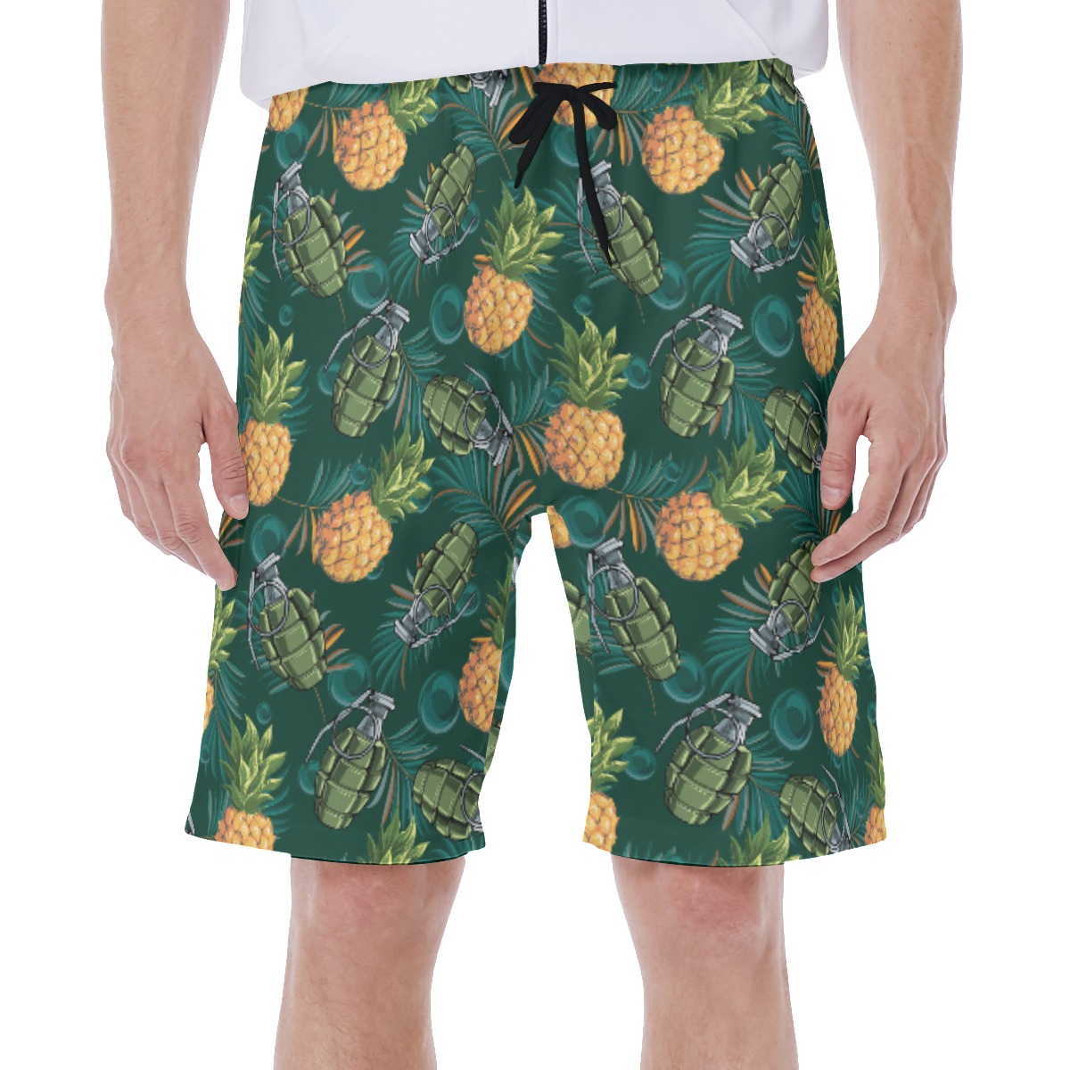 Funny Tropical Pineapple Grenade Hawaiian Swim Trunks For Men - variant image 1