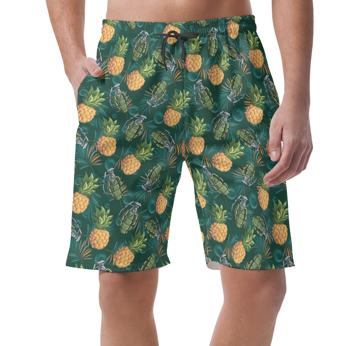 Pineapple Grenade Tropical Hawaiian Beach Shorts For Men - variant image 1