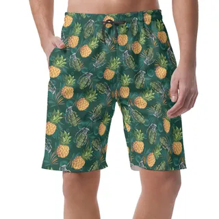 Pineapple Grenade Tropical Hawaiian Beach Shorts For Men