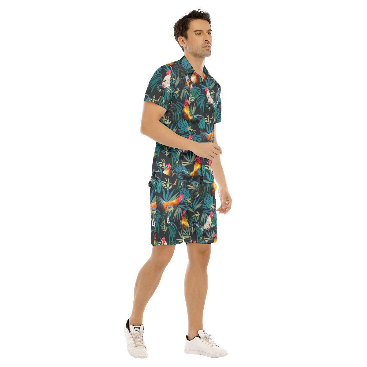 Cool Rooster Tropical Hawaiian Shirt Set For Men