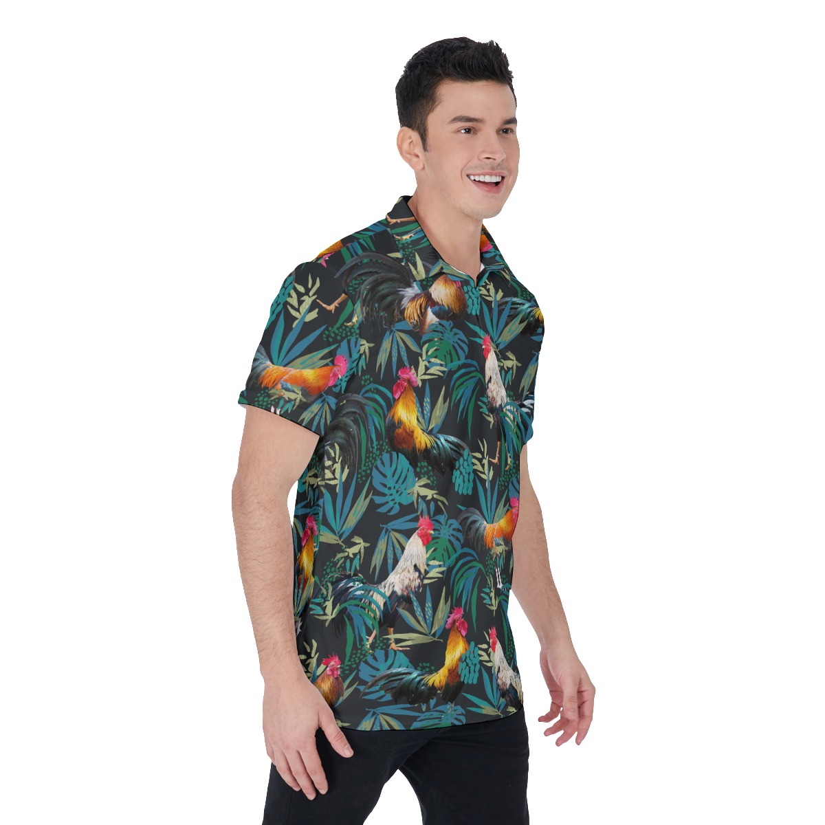 Men's Tropical Rooster Hawaiian Polo Shirt