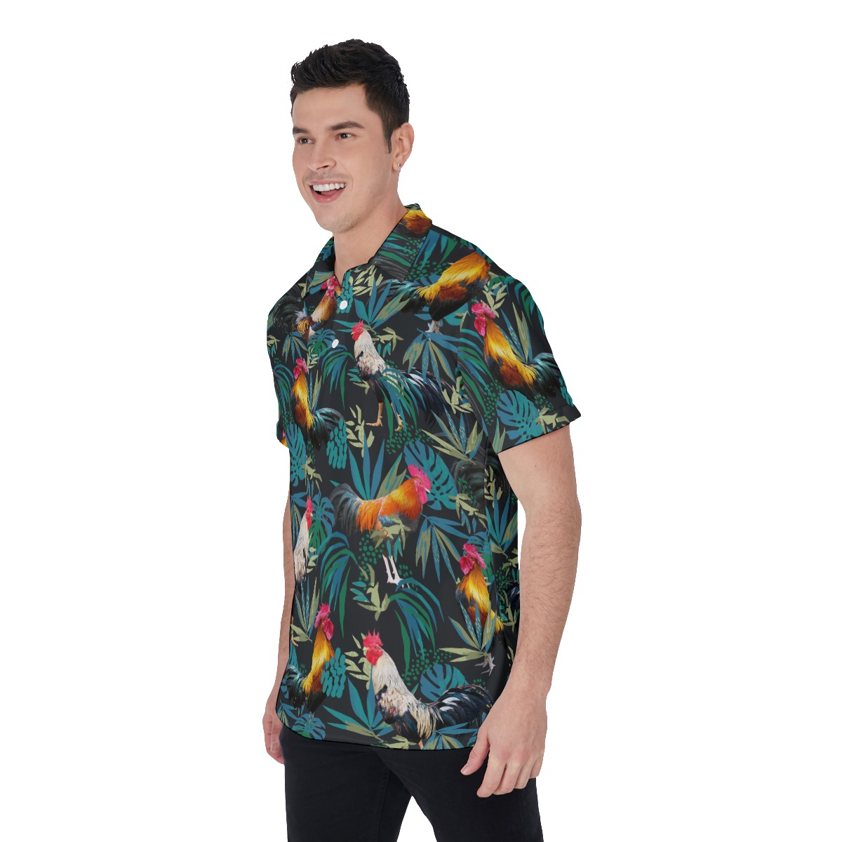 Men's Tropical Rooster Hawaiian Polo Shirt