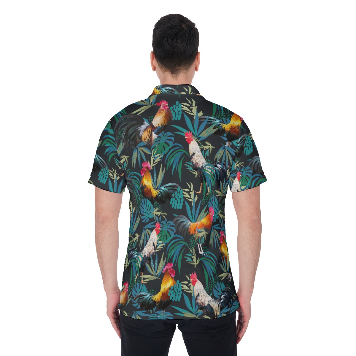 Men's Tropical Rooster Hawaiian Polo Shirt