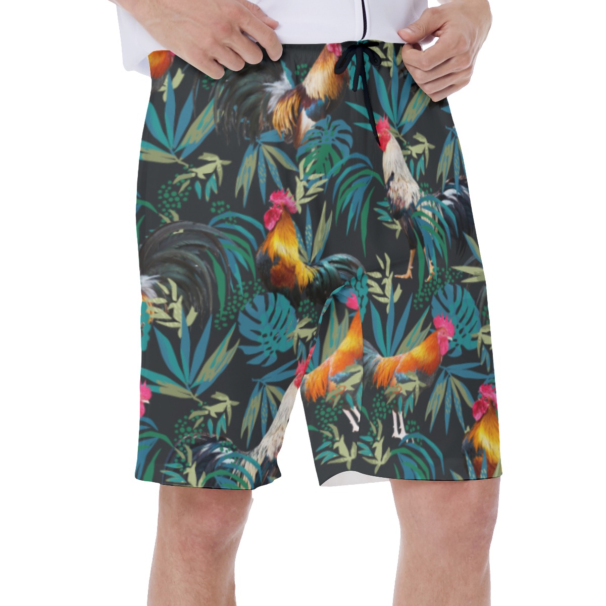 Men's Rooster Tropical Swim Trunks For Men