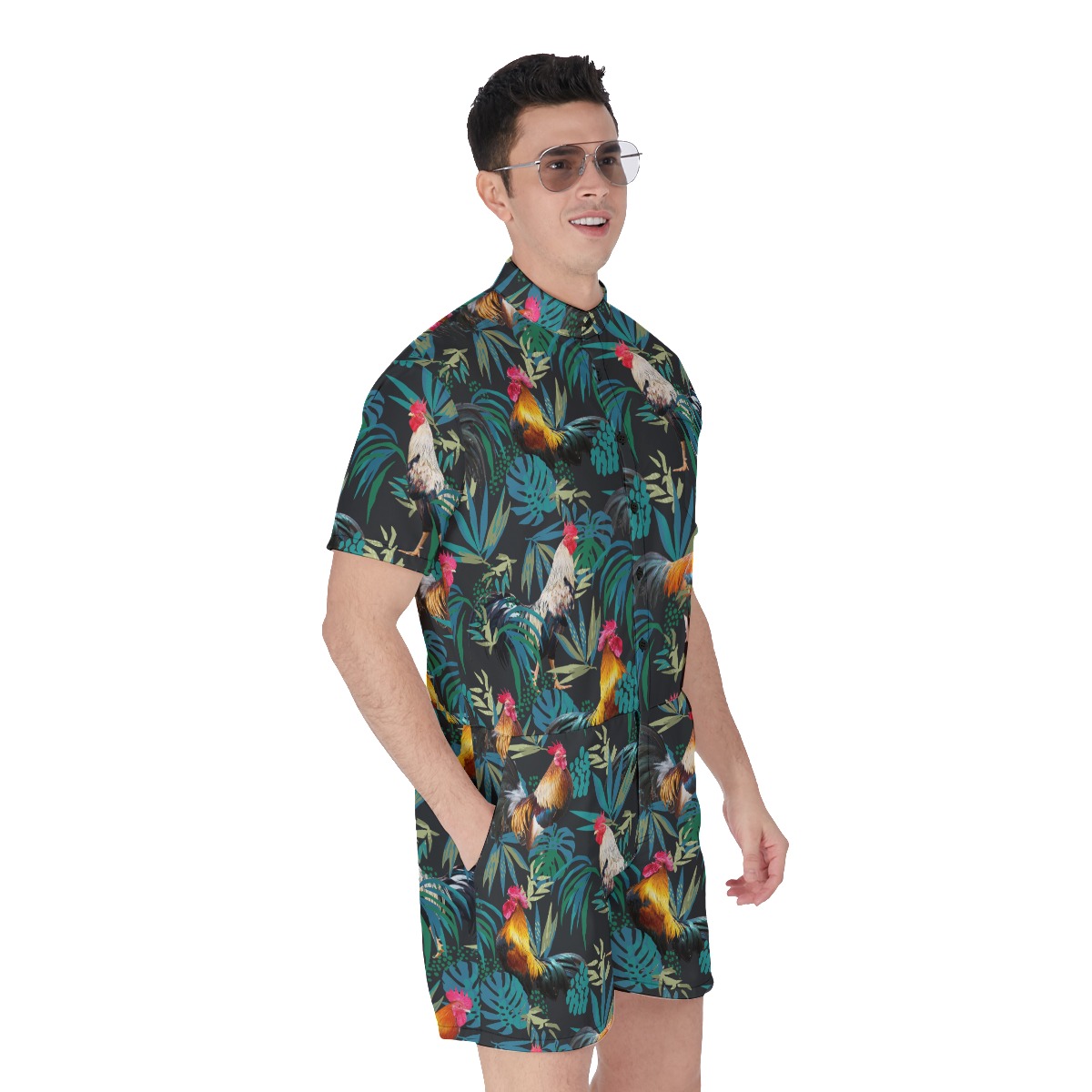 Men's Rooster Tropical Romper For Men