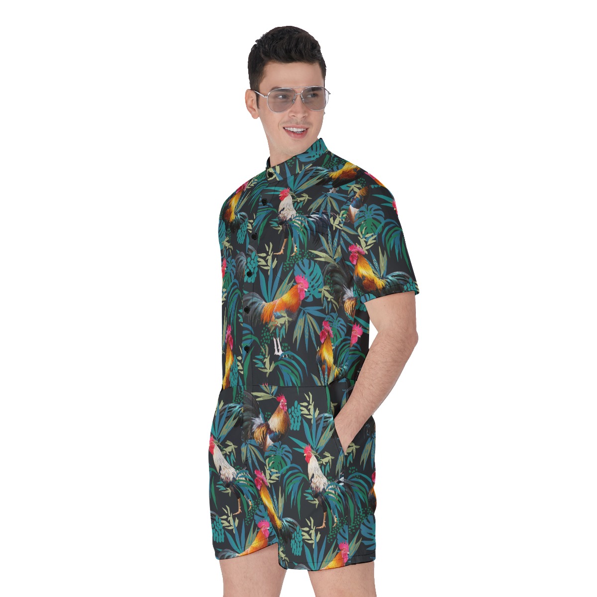 Men's Rooster Tropical Romper For Men
