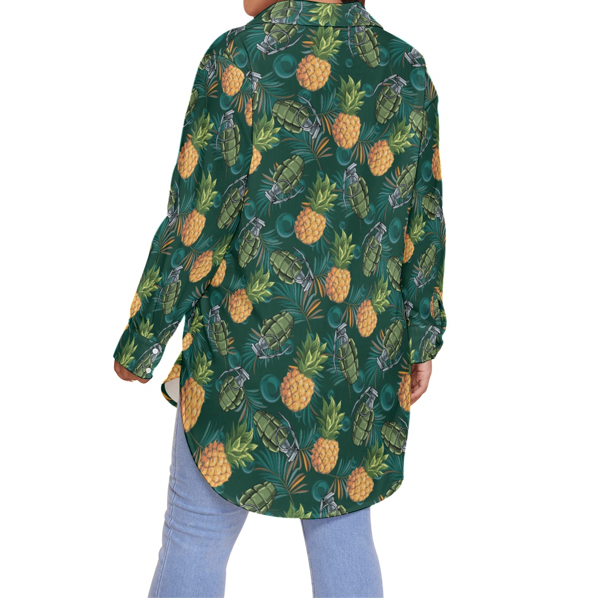 Pineapple Grenade Tropical Plus Size Hawaiian Shirt For Women