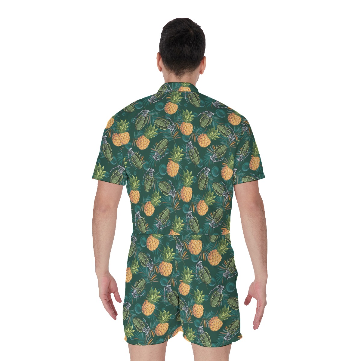 Tropical Pineapple Grenade Hawaiian Romper For Men