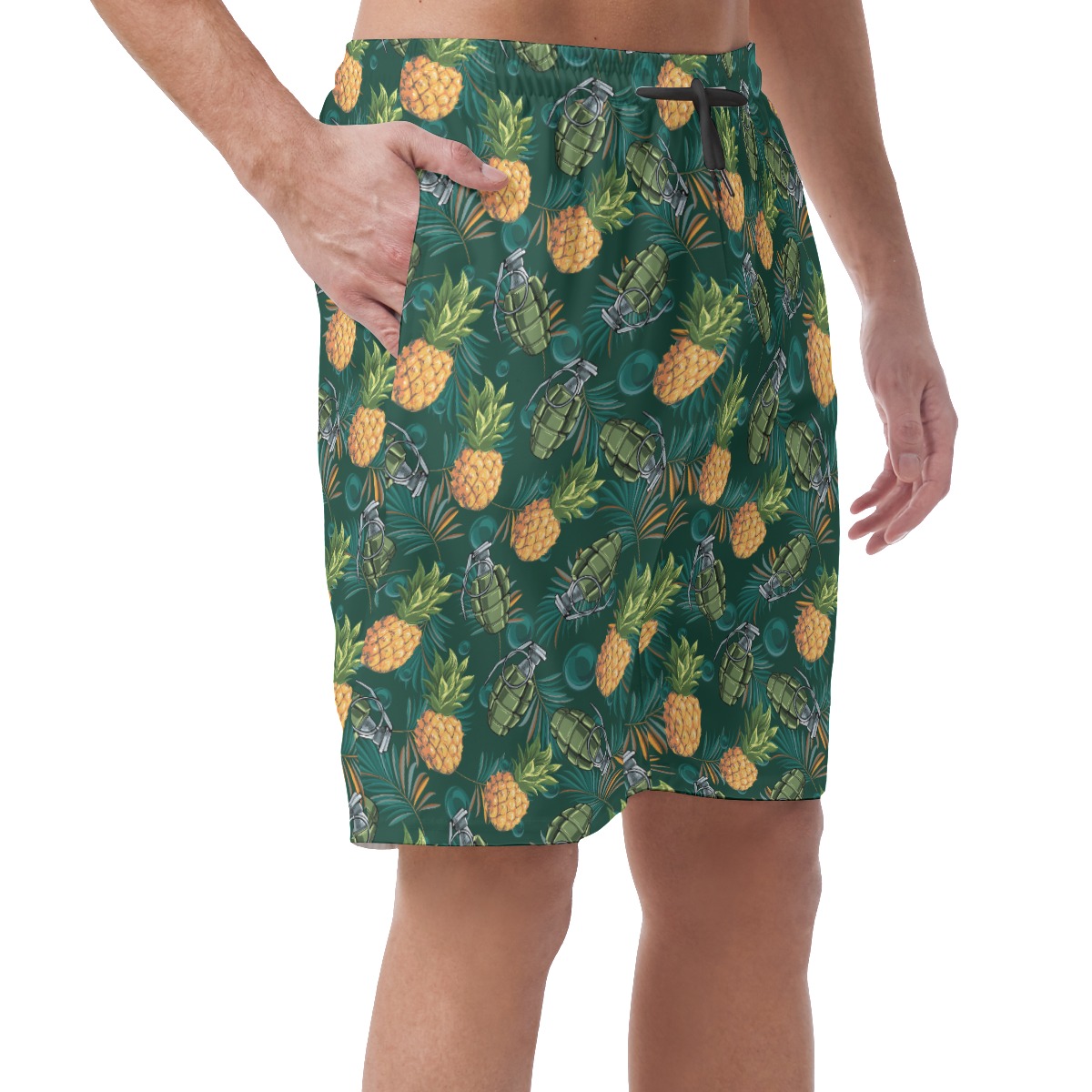 Pineapple Grenade Tropical Hawaiian Beach Shorts For Men