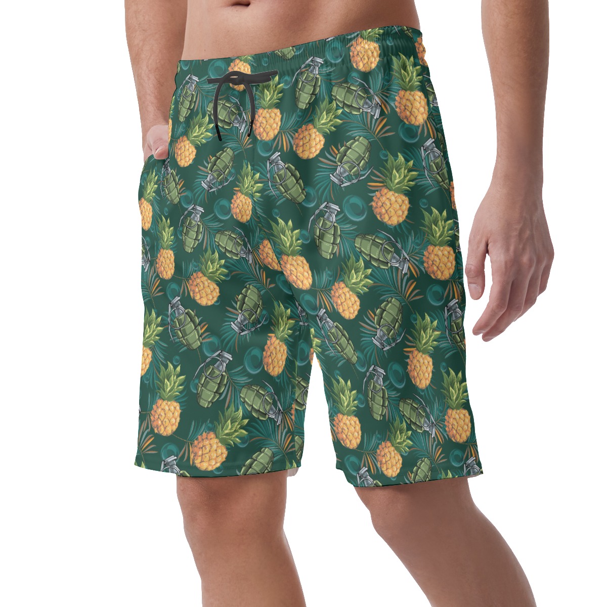 Pineapple Grenade Tropical Hawaiian Beach Shorts For Men