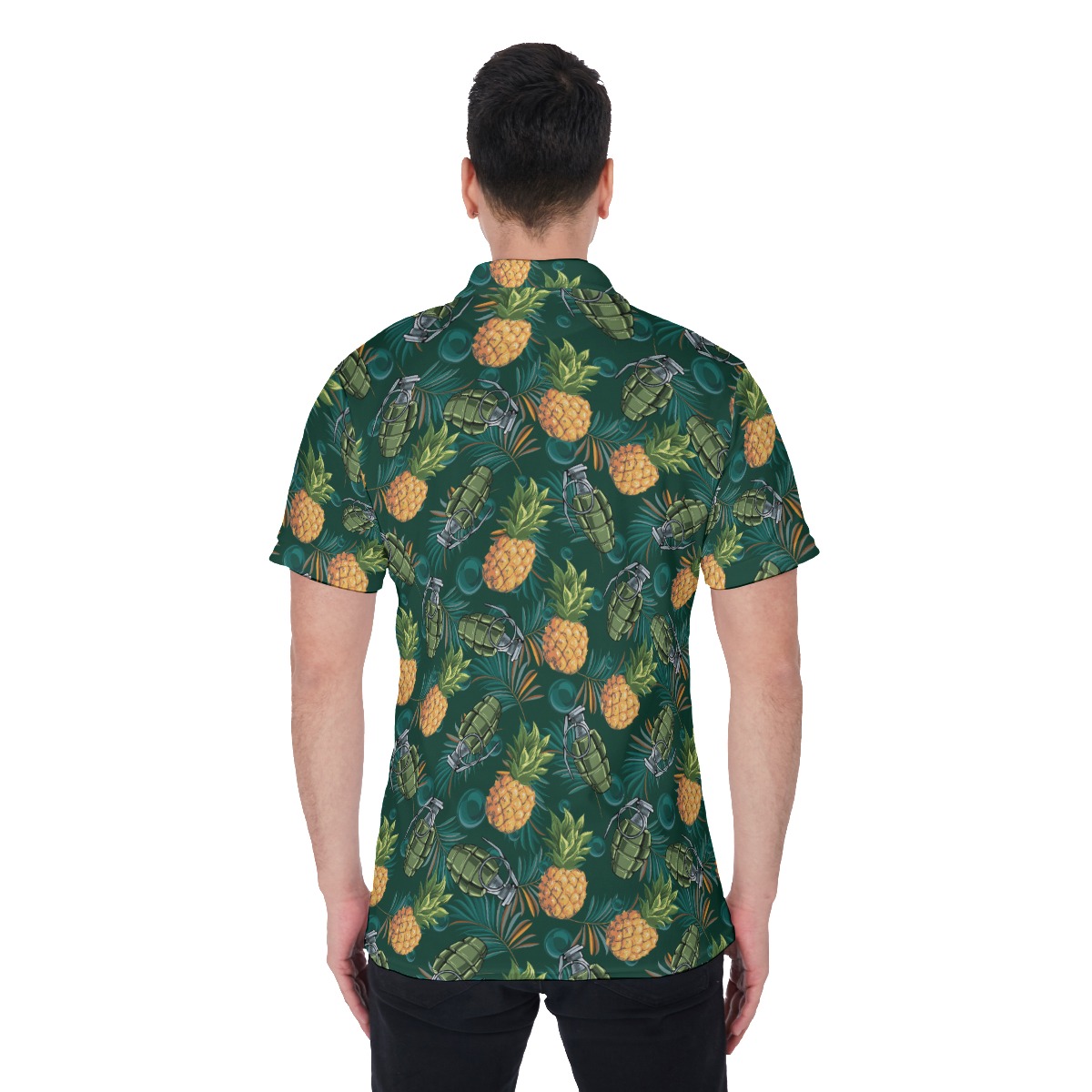 Funny Tactical Pineppale Tropical Hawaiian Polo Shirt For Men
