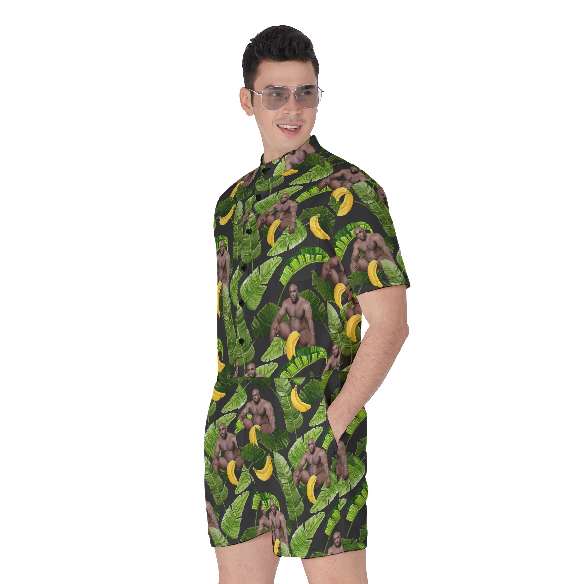 Funny Barry Wood Tropical Romper For Men