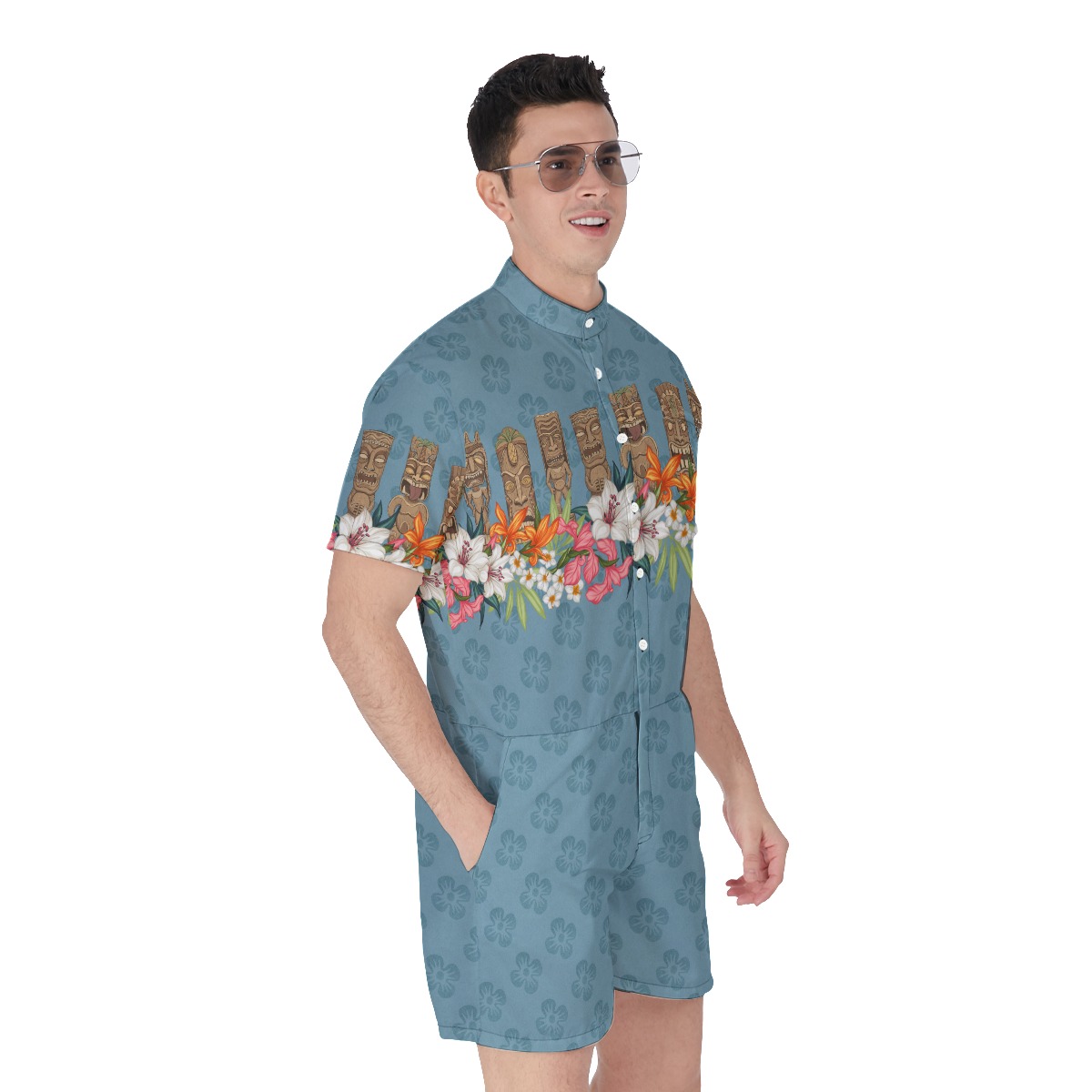 Floral Tiki Vintage Men's Hawaiian Romper