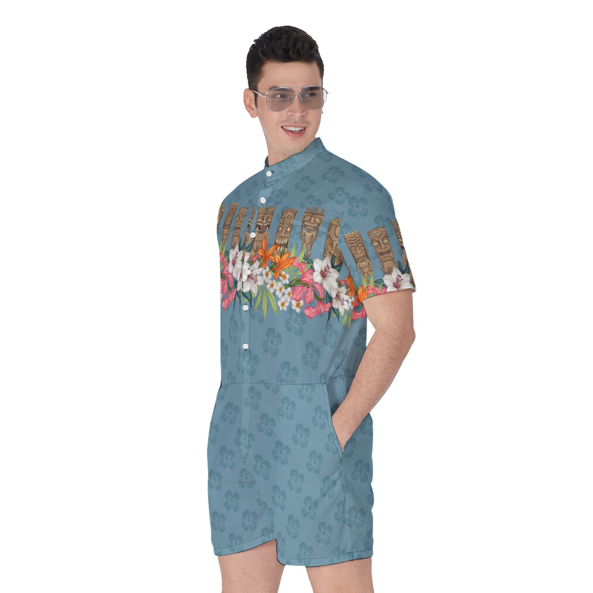 Floral Tiki Vintage Men's Hawaiian Romper